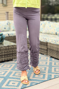 Ruffle Pant Elastic Waist - Grey