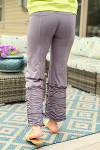 Ruffle Pant Elastic Waist - Grey