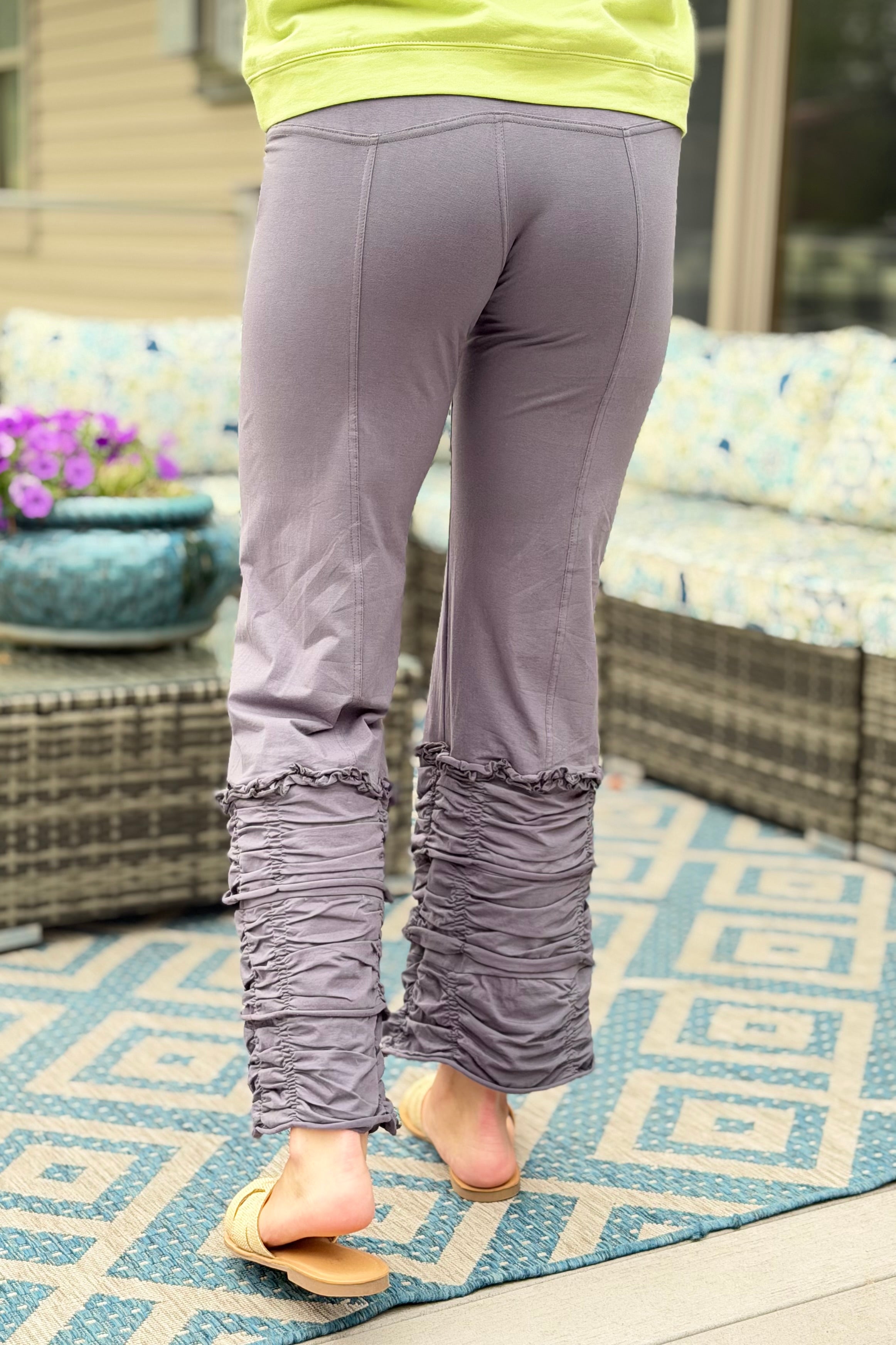 Ruffle Pant Elastic Waist - Grey