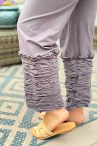 Ruffle Pant Elastic Waist - Grey