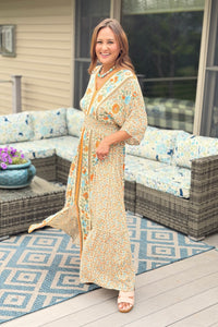 Garden Blossom Maxi Dress - Mustard
