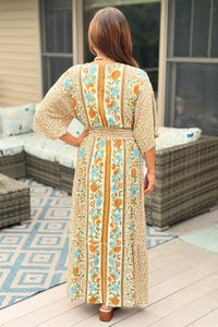 Garden Blossom Maxi Dress - Mustard