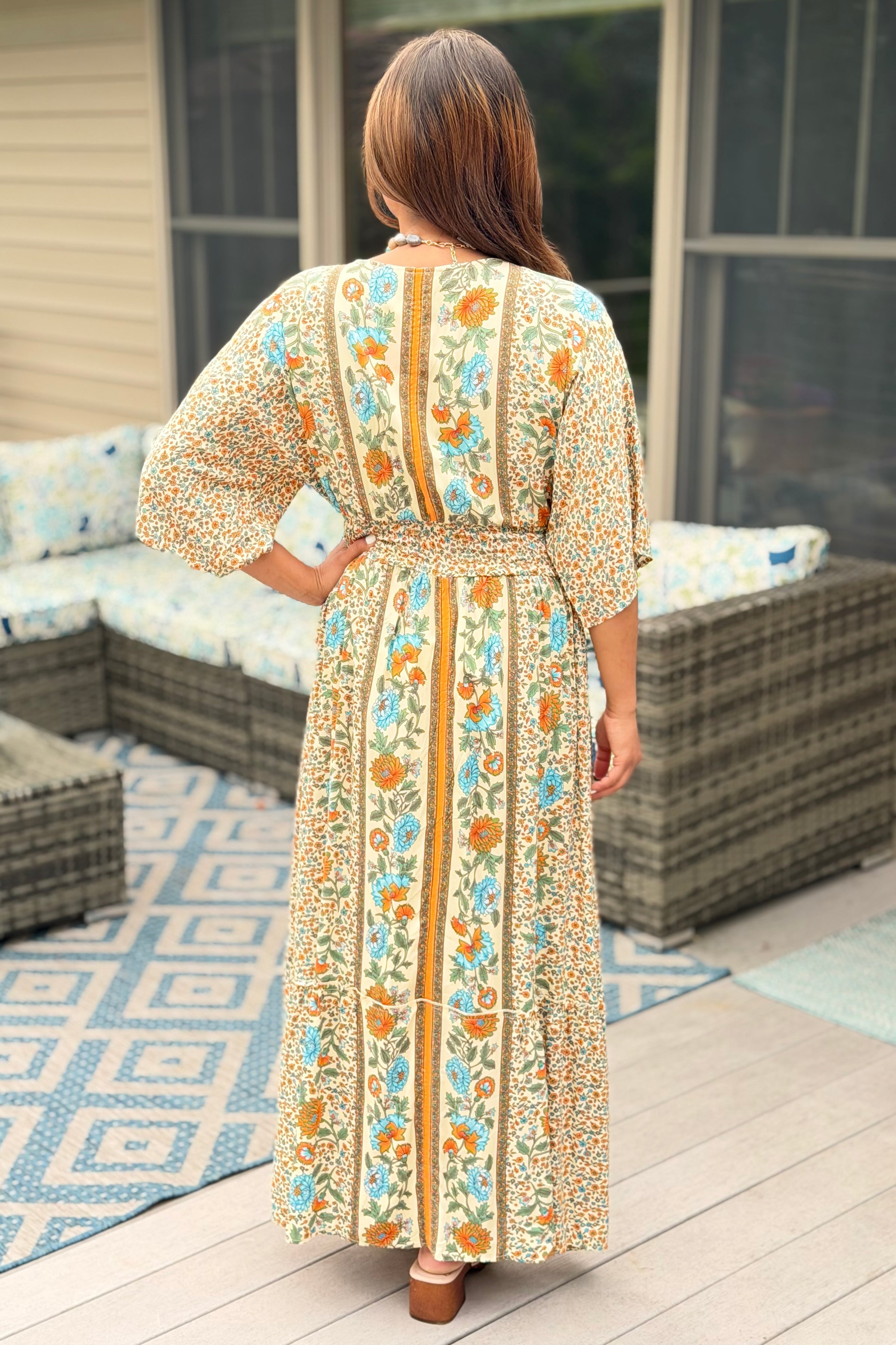 Garden Blossom Maxi Dress - Mustard