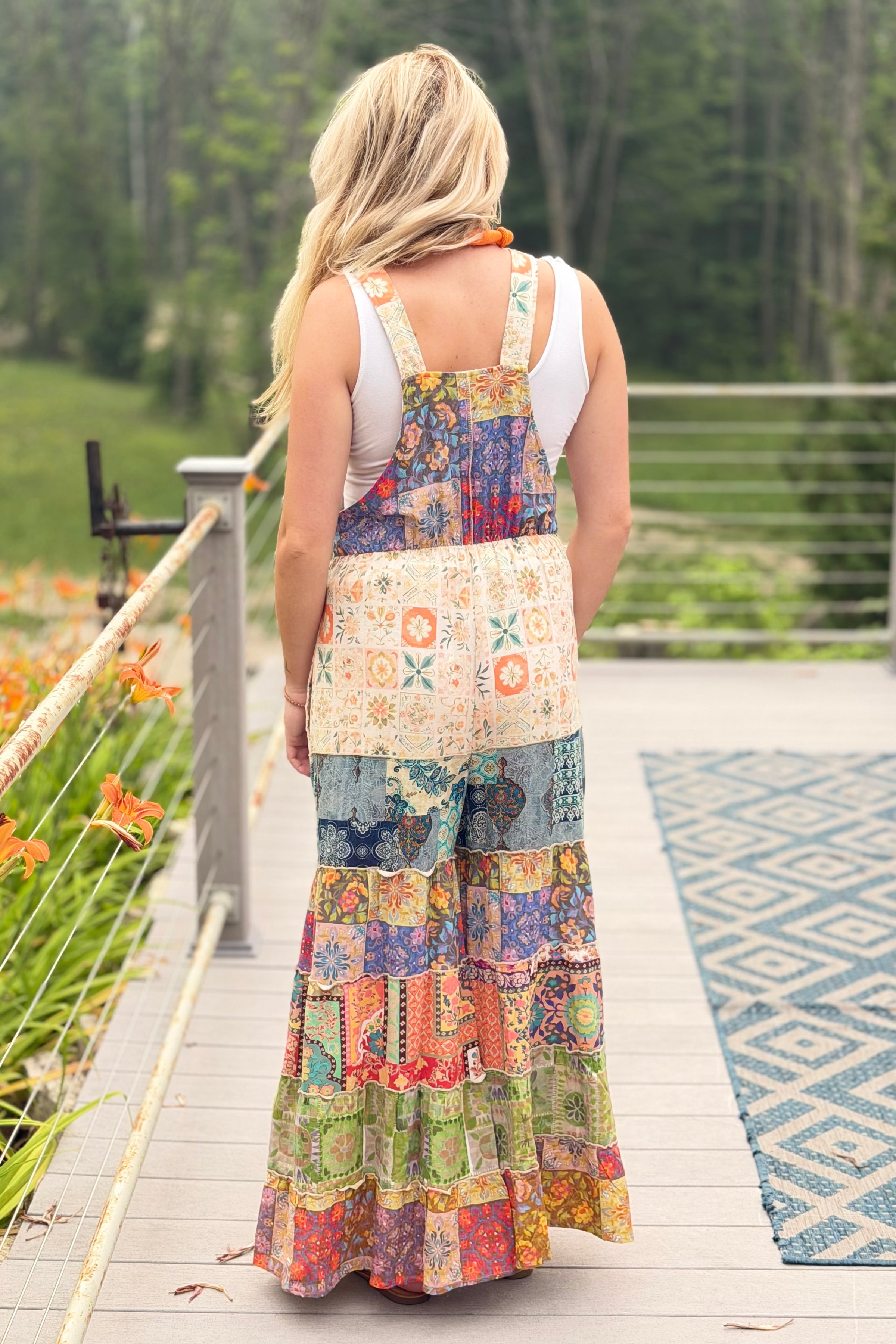 Boho Overall Floral Blossom Patchwork