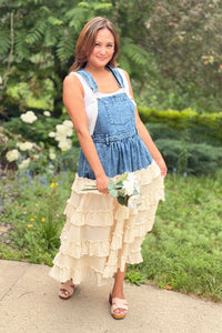 Denim Overall Dress Ruffle Skirt