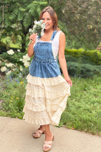 Denim Overall Dress Ruffle Skirt