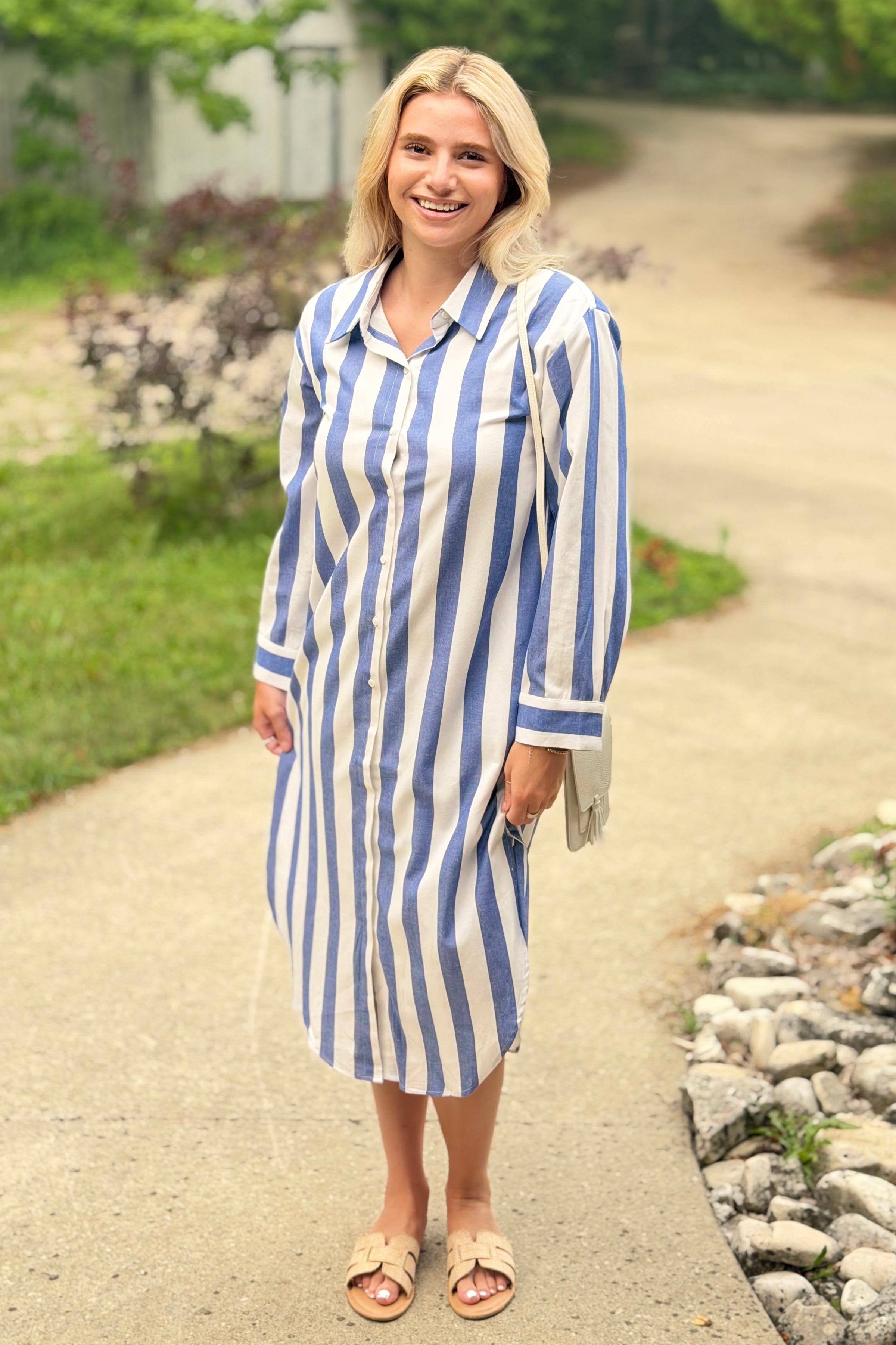 Jordy Striped Shirt Midi Dress