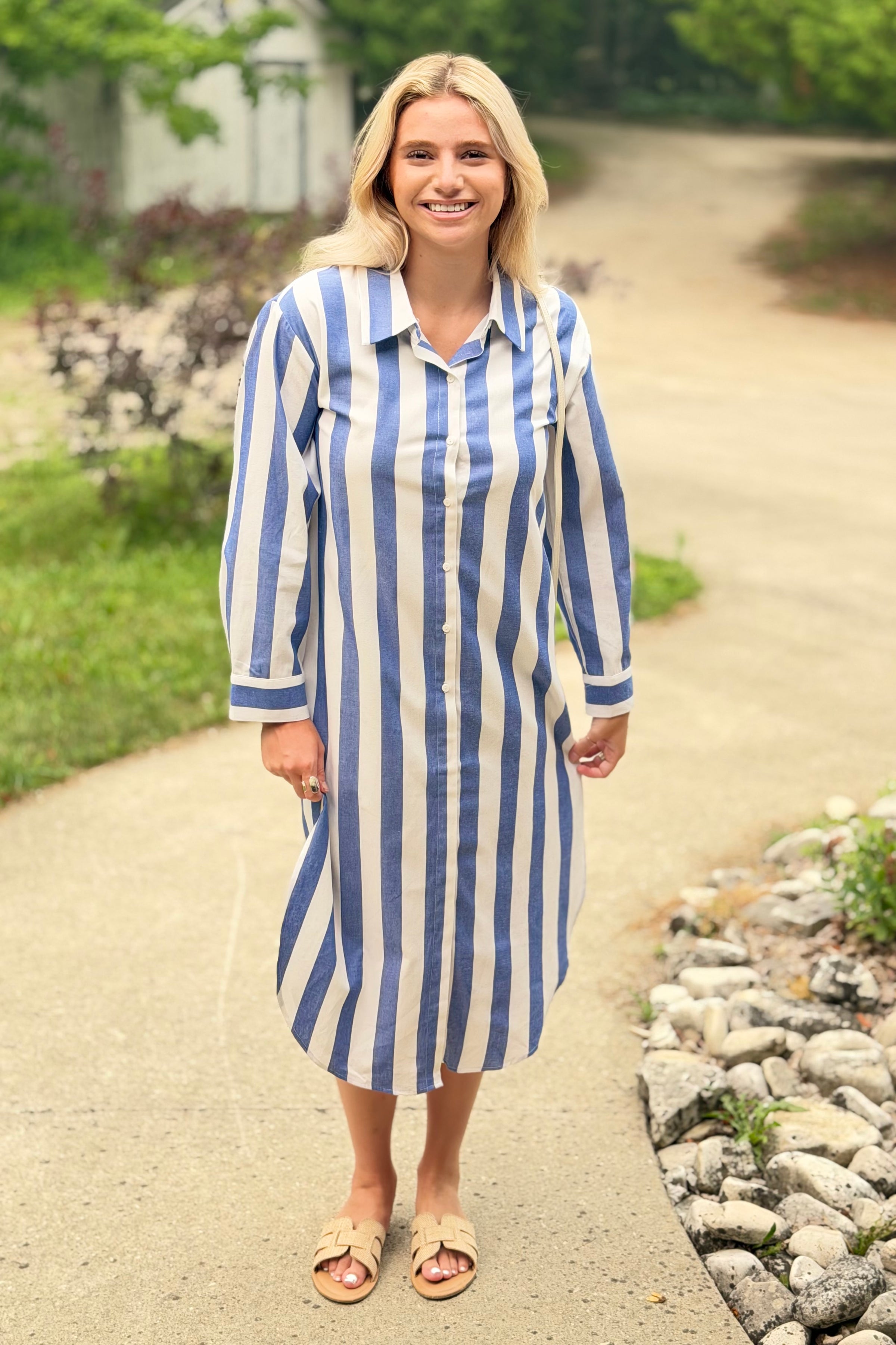 Jordy Striped Shirt Midi Dress