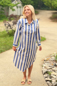 Jordy Striped Shirt Midi Dress