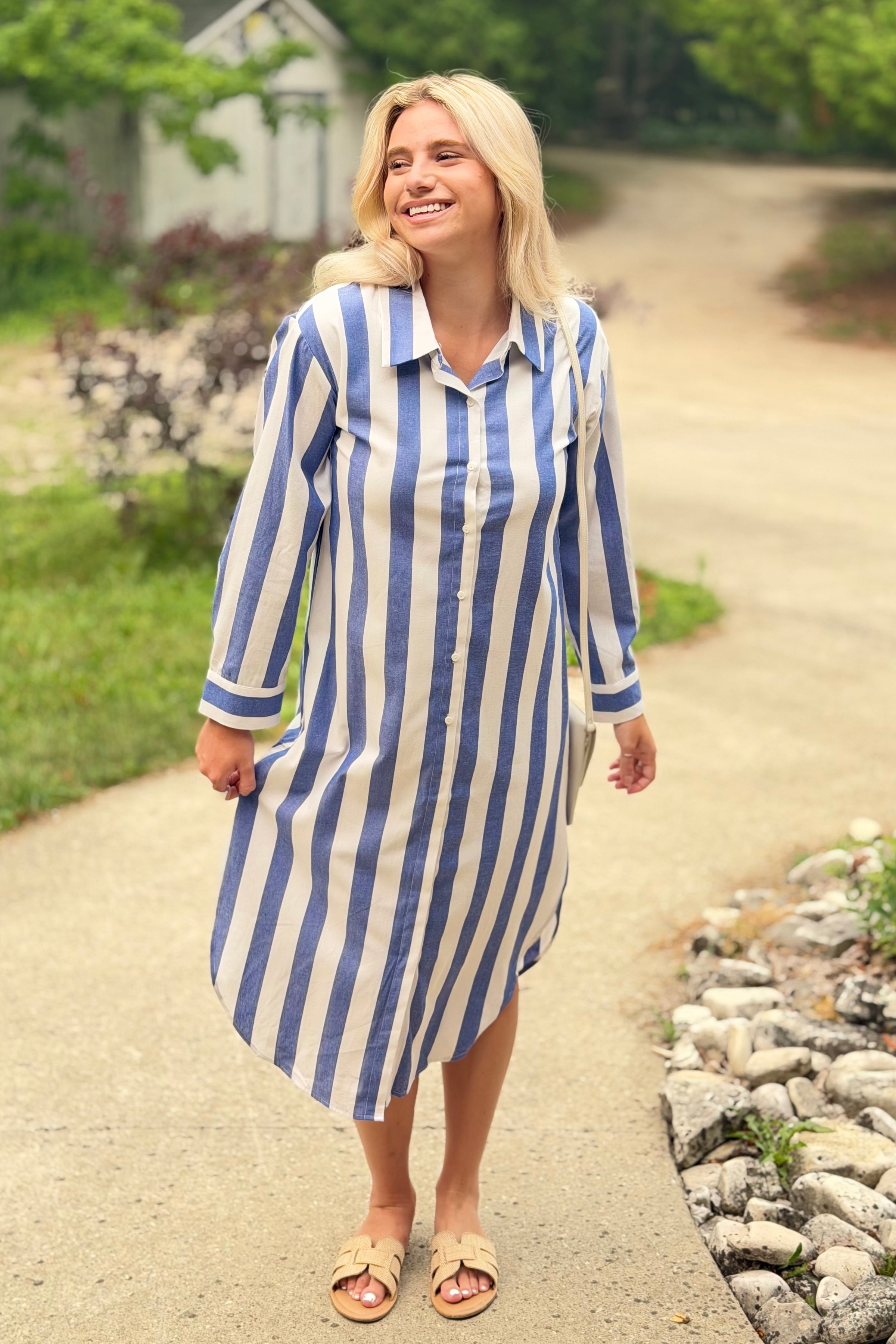 Jordy Striped Shirt Midi Dress