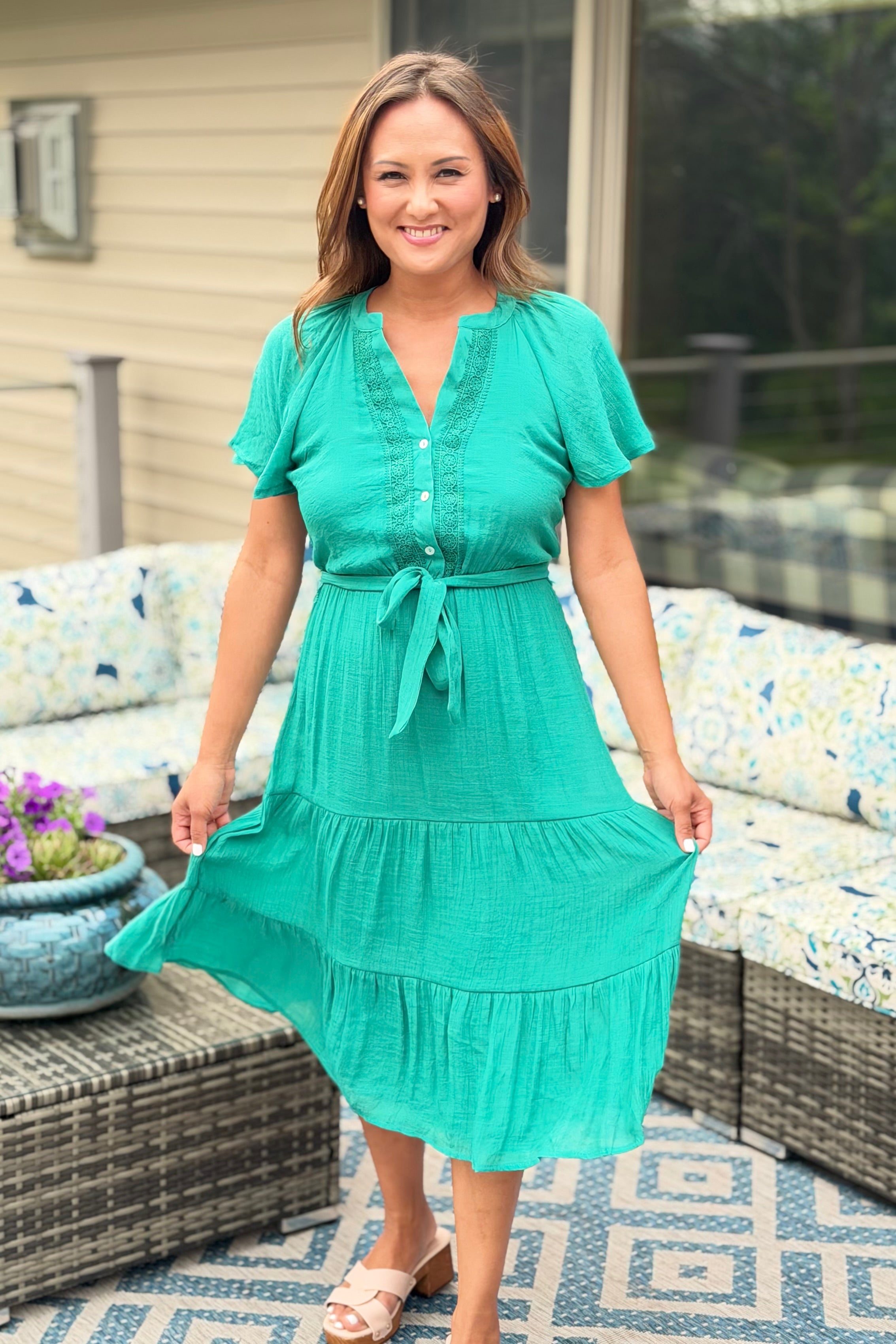 Papaya Gauze Midi Dress