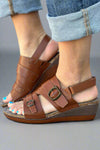Double Buckle Sandal - Whiskey