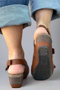 Double Buckle Sandal - Whiskey