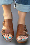 Double Buckle Sandal - Whiskey
