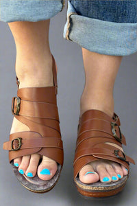 Double Buckle Sandal - Whiskey