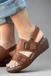 Double Buckle Sandal - Whiskey
