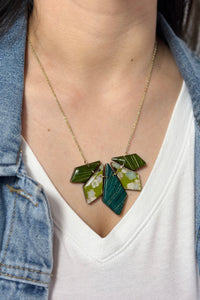 Japanese Geometric Petal Necklace Turquoise