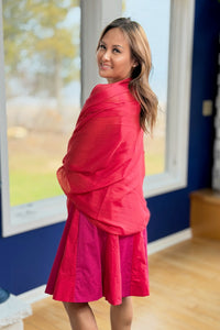 Solid Light Summer Scarf - Red