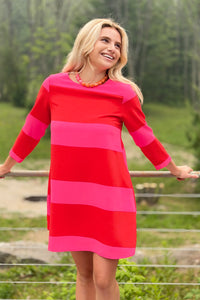 Lolli Stripe Lonna Shift Dress - Red
