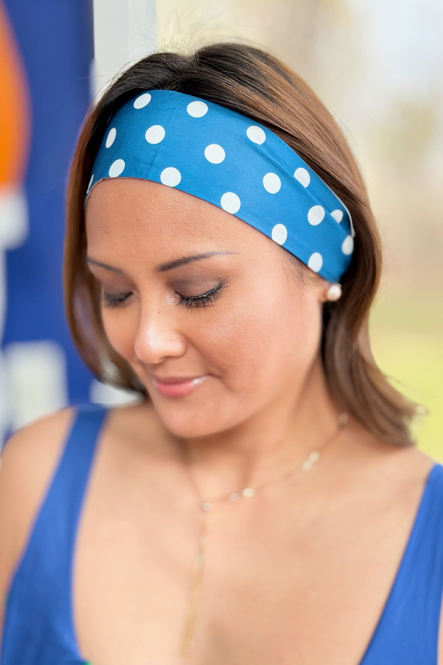 Twilly Scarf Bowknot - Blue Dot