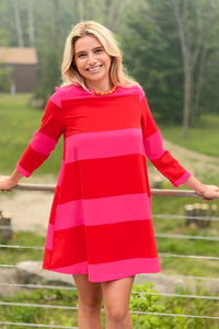 Lolli Stripe Lonna Shift Dress - Red