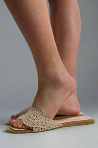 Jessica Crochet Slip On Sandal Nude