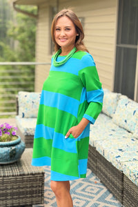 Lolli Stripe Lonna Shift Dress - Green