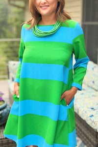 Lolli Stripe Lonna Shift Dress - Green