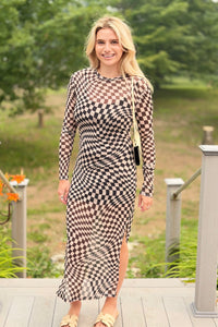 Optical Illusion Mesh Maxi Dress