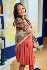 Geometric Lightweight Scarf - Beige