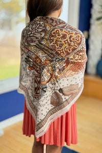 Geometric Lightweight Scarf - Beige