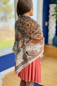 Geometric Lightweight Scarf - Beige