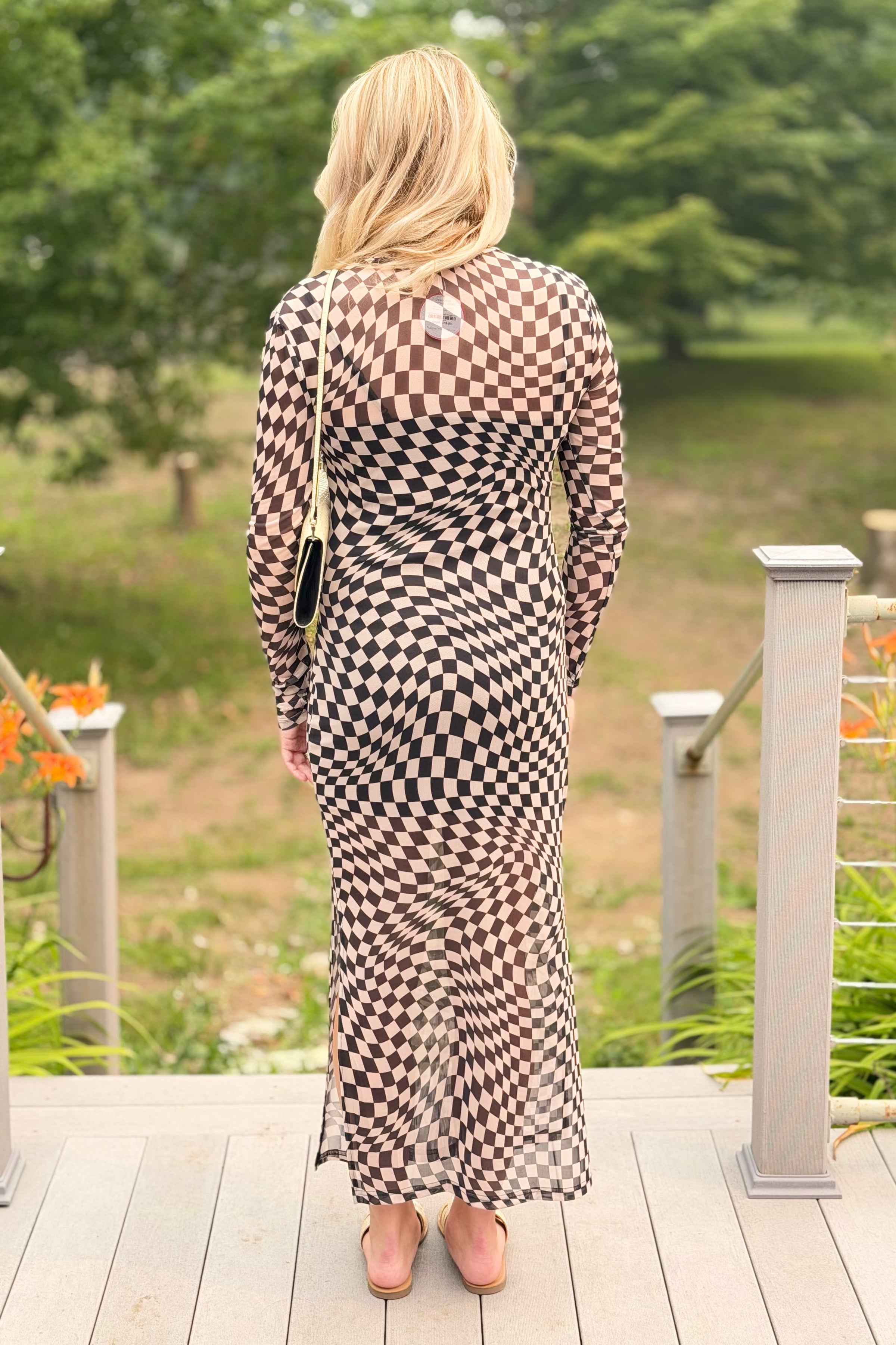 Optical Illusion Mesh Maxi Dress