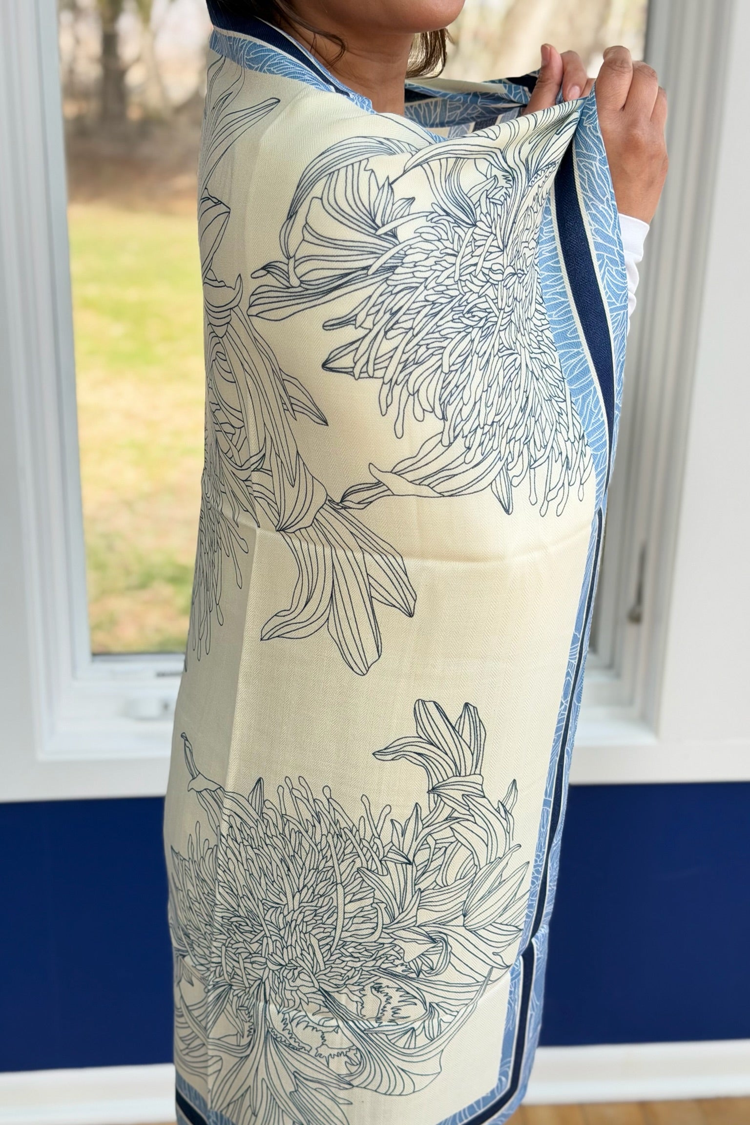 Artistic Print Scarf - Blue