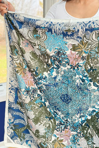 Vintage French Print Scarf – Blue