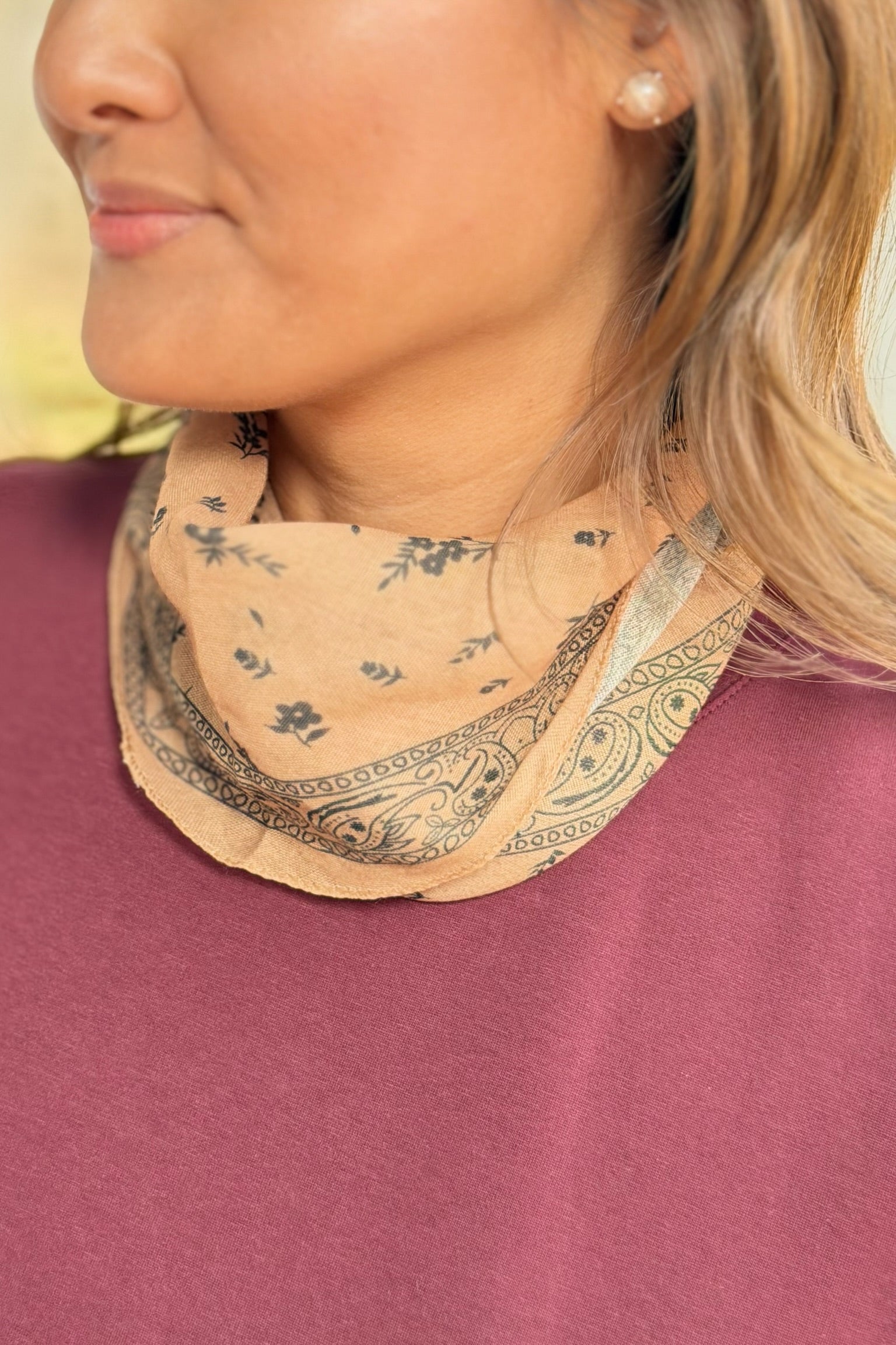 Paisley Scarf Bandana - Mustard