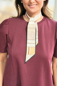 Twilly Scarf Bowknot - Brown Geometric