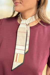 Twilly Scarf Bowknot - Brown Geometric