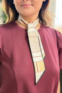 Twilly Scarf Bowknot - Brown Geometric