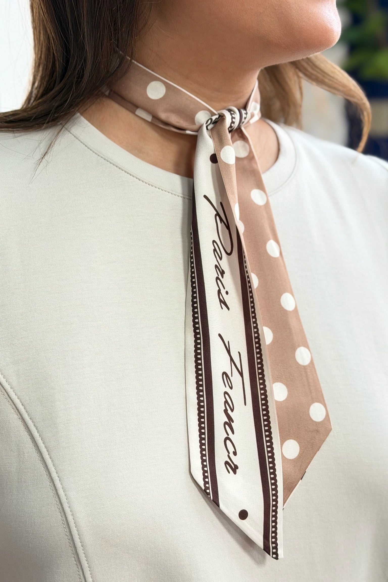 Twilly Scarf Bowknot - Coffee Dot