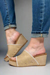 Vivian Wedge Slip On Sandal - Nude