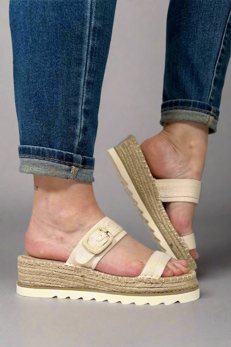 Reese Platform Sandal - Beige