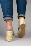 Rae Embroidered Espadrille Wedges - Blue