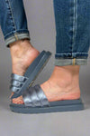 Padded Strap Slide Sandals - Blue