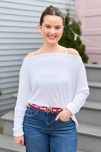 Love Buckle Belt - Red/White