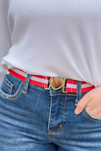 Love Buckle Belt - Red/White