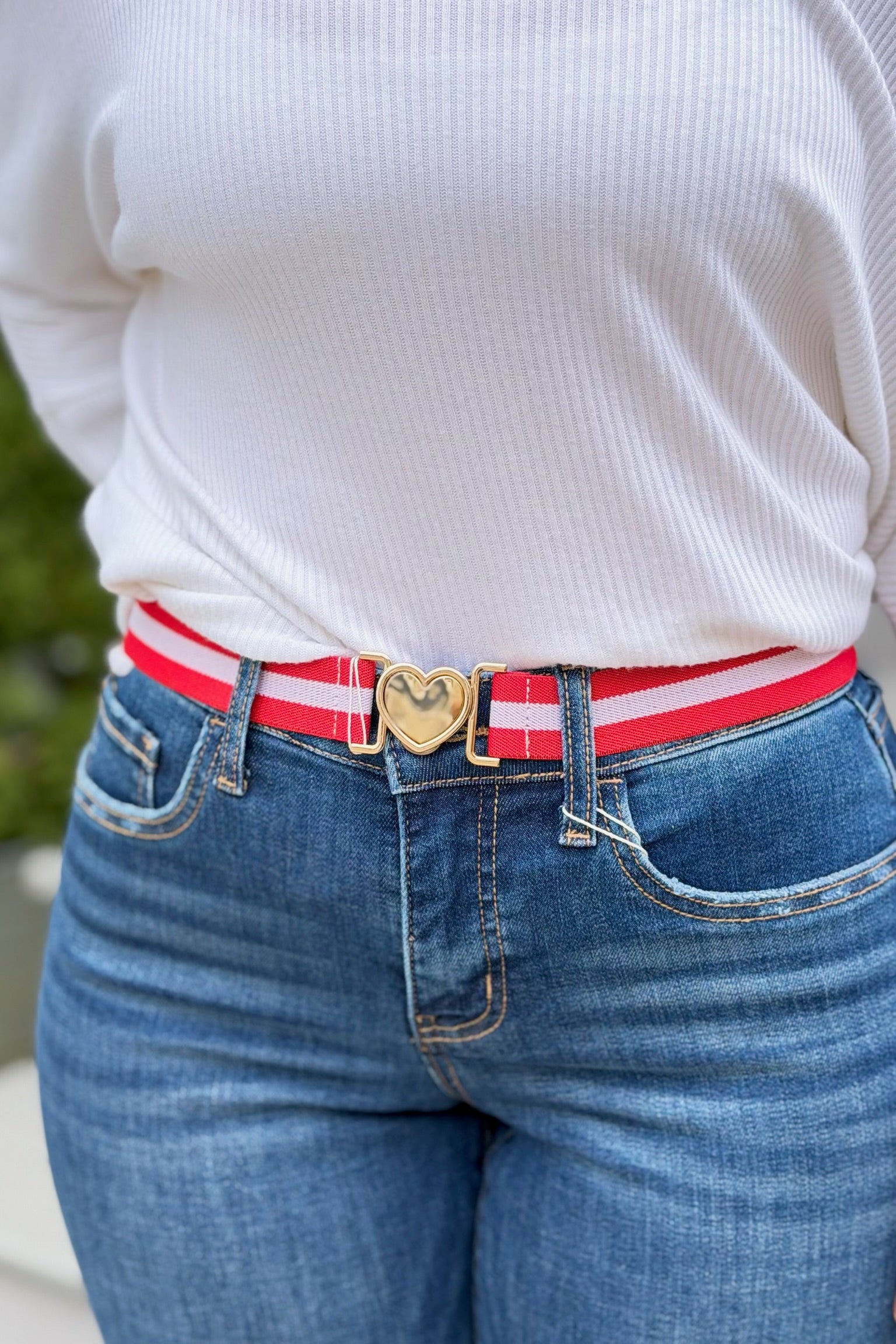 Love Buckle Belt - Red/White