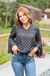 Flare Sleeves Polka Dot Top