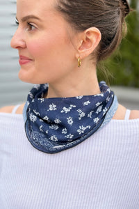 Paisley Scarf Bandana - Navy