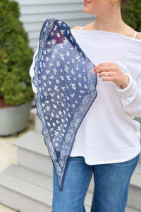 Paisley Scarf Bandana - Navy